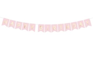 Banneri Happy Birthday Vaaleanpunainen